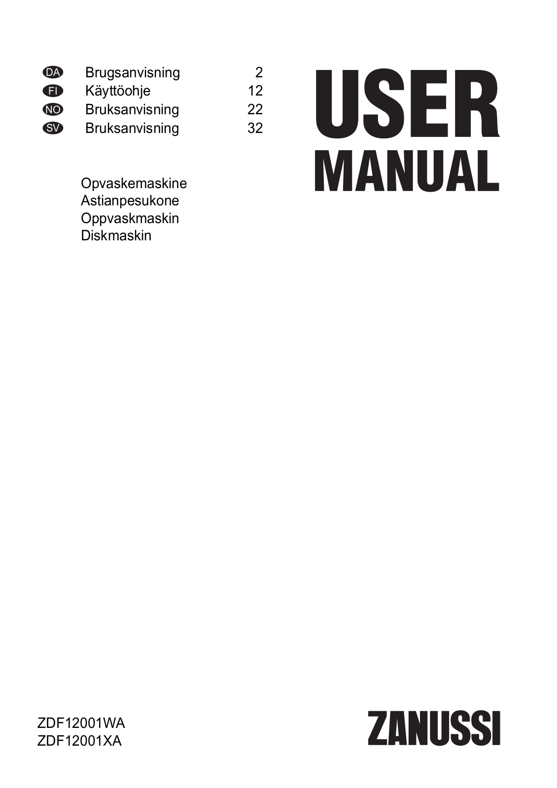 Zanussi ZDF12001WA User Manual