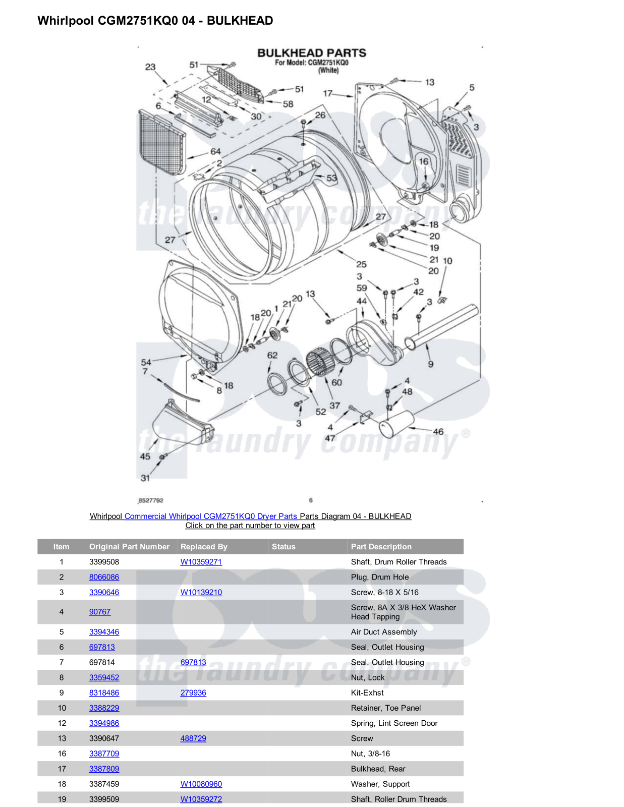 Whirlpool CGM2751KQ0 Parts Diagram