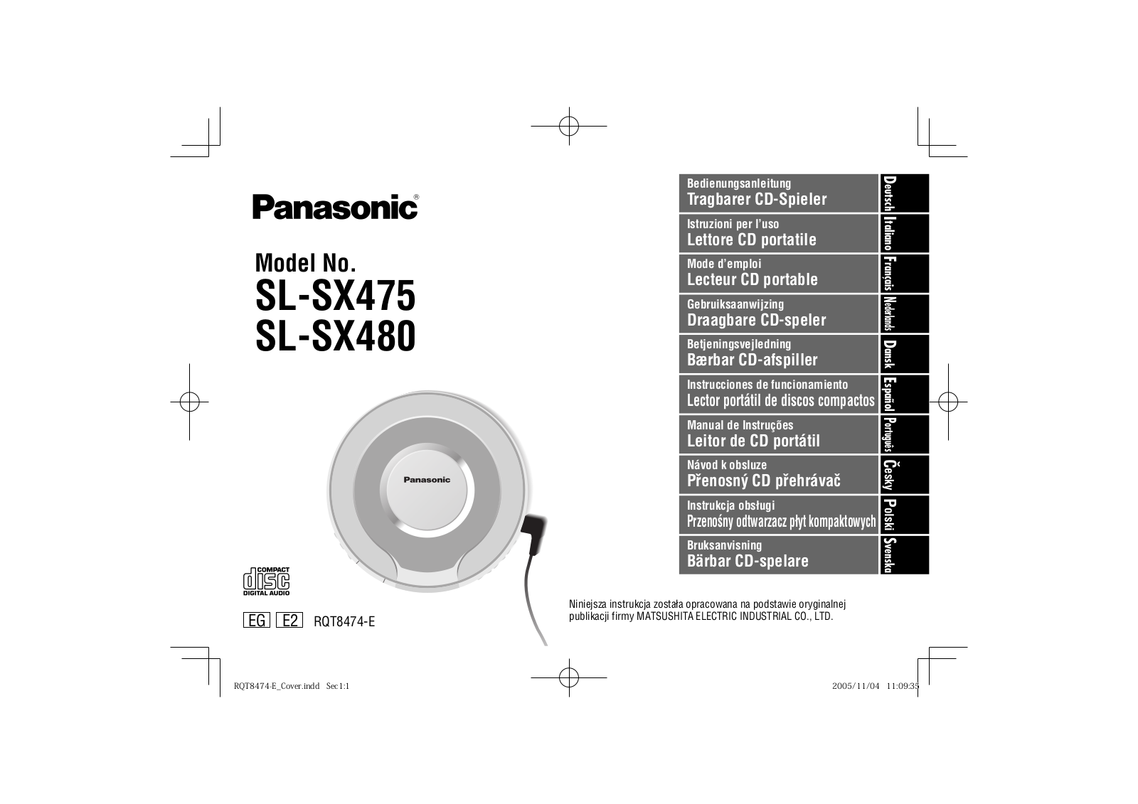 Panasonic SL-SX480EG-S, SL-SX475EG-S User Manual