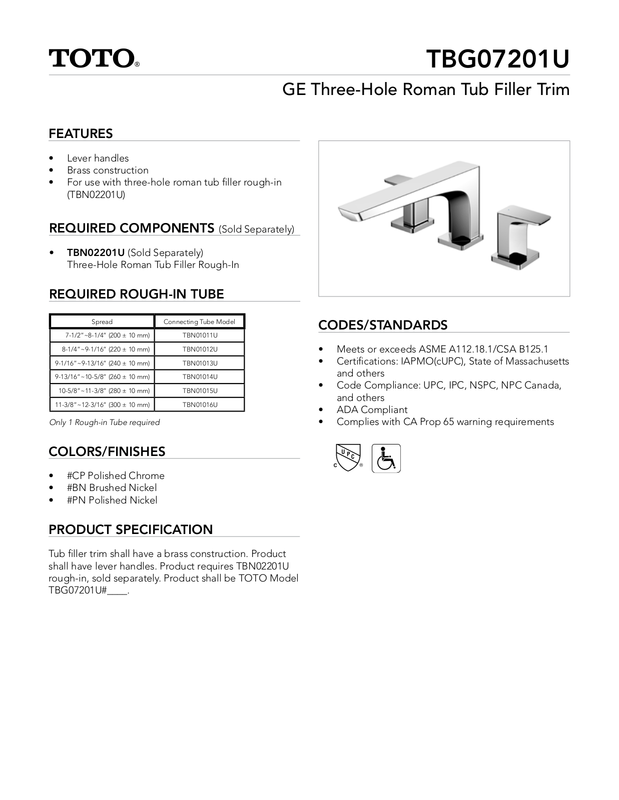 TOTO SBSA1527 Specifications - ManualMachine.com