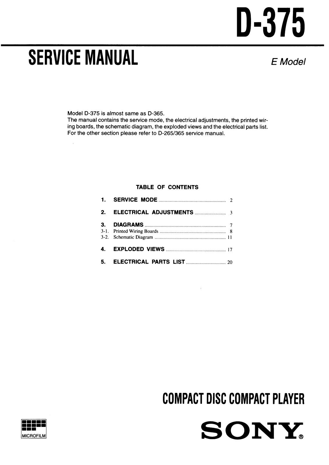 Sony D-375 Service manual