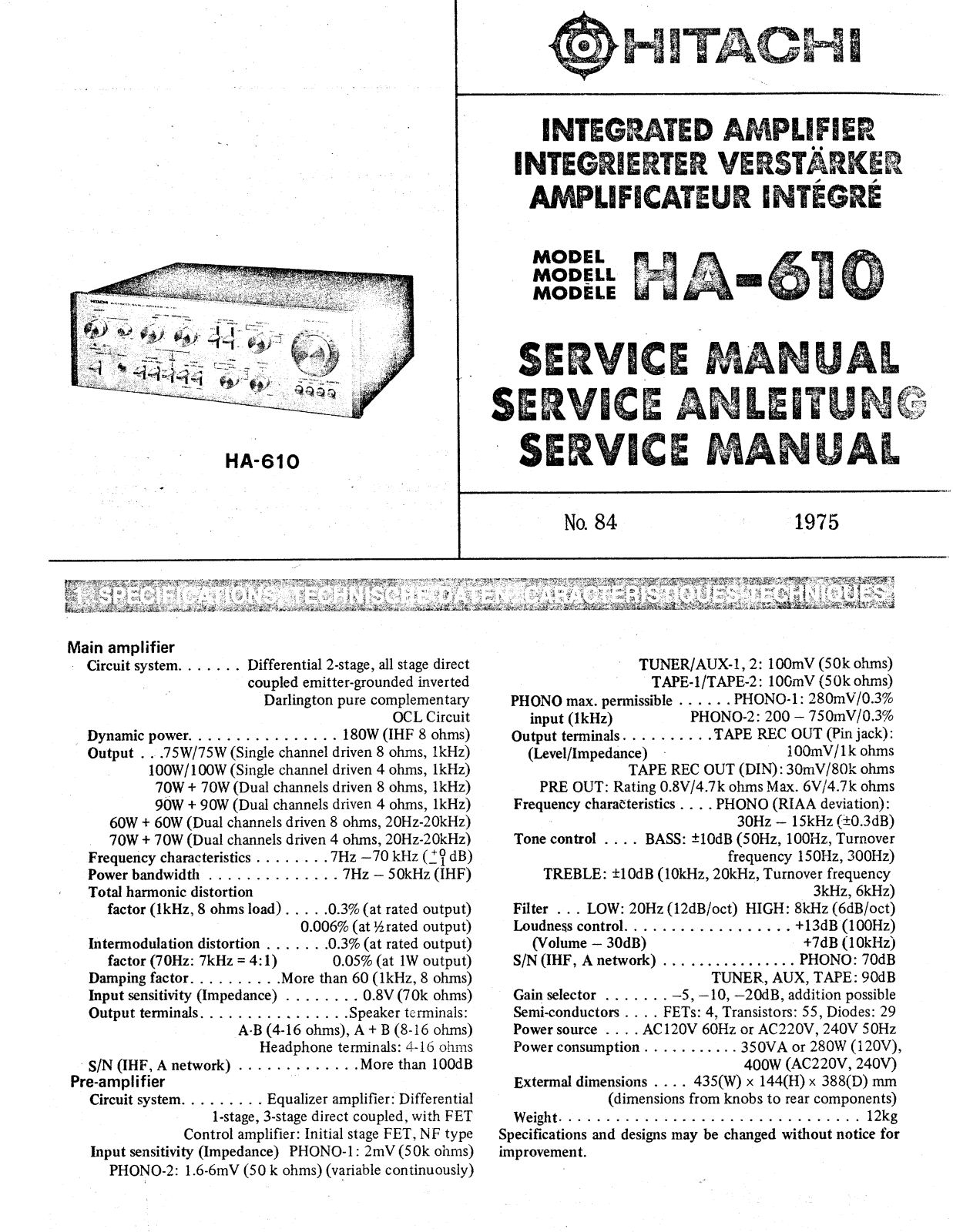 Hitachi HA-610 Service manual