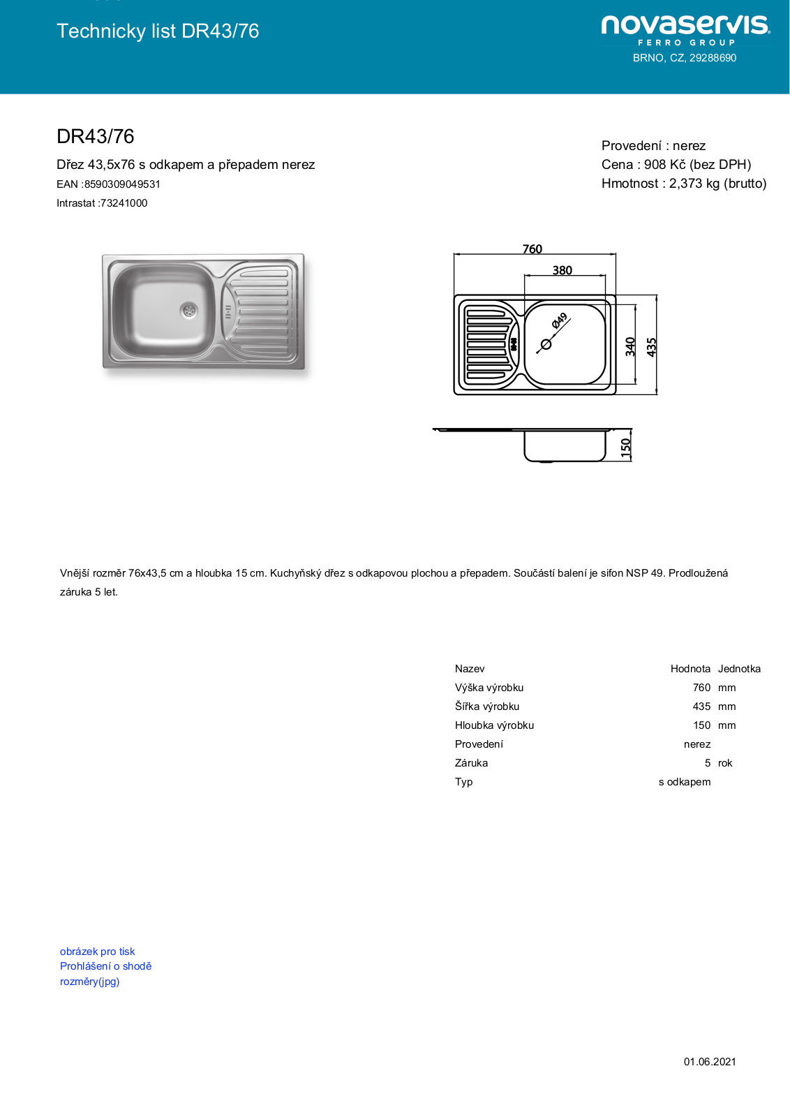 Novaservis DR43/76 User guide - ManualMachine.com