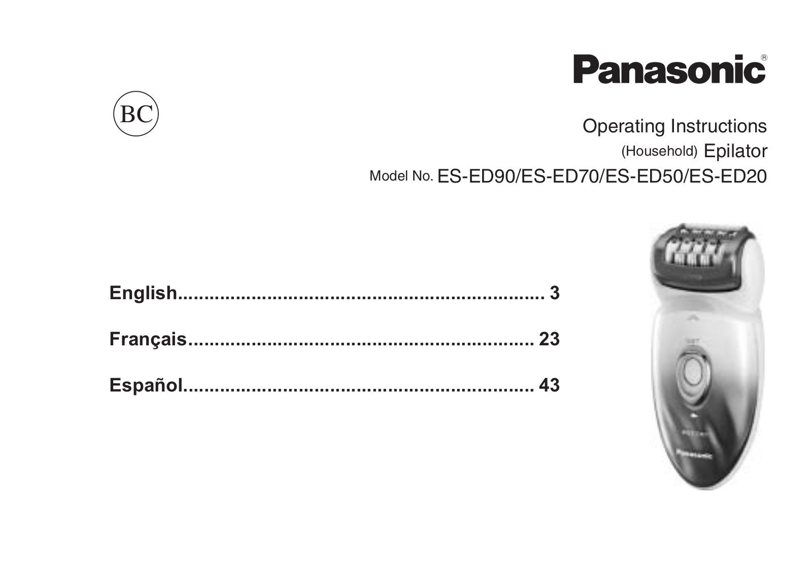 Panasonic ES-ED90, ES-ED70, ES-ED50, ES-ED20 Operation Manual