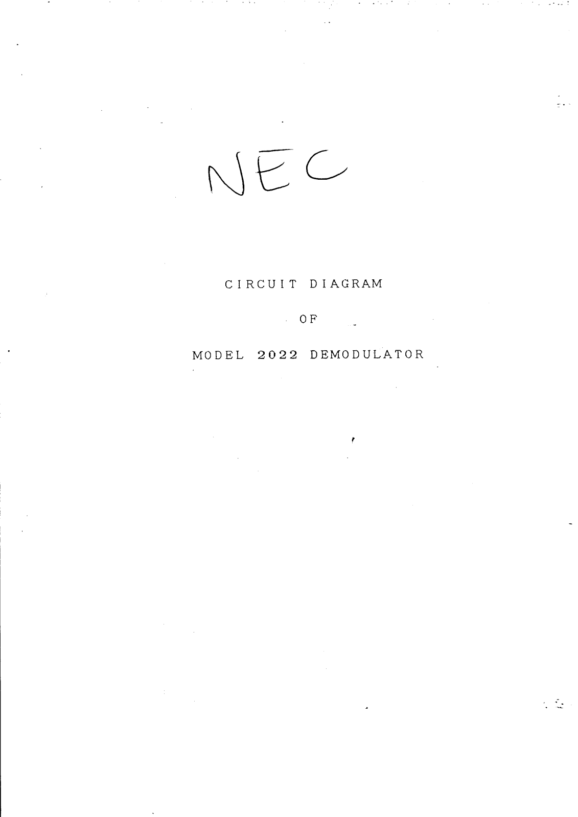 NEC 2022 Service Manual