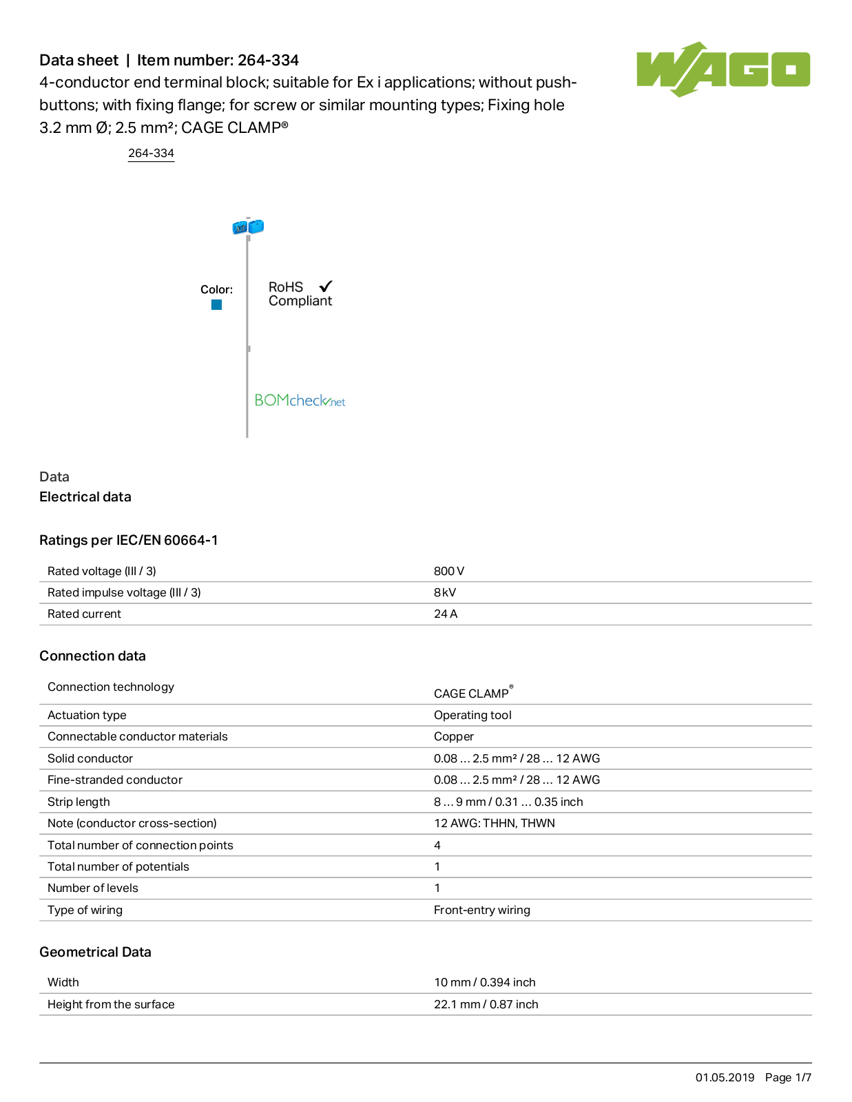 Wago 264-334 Data Sheet