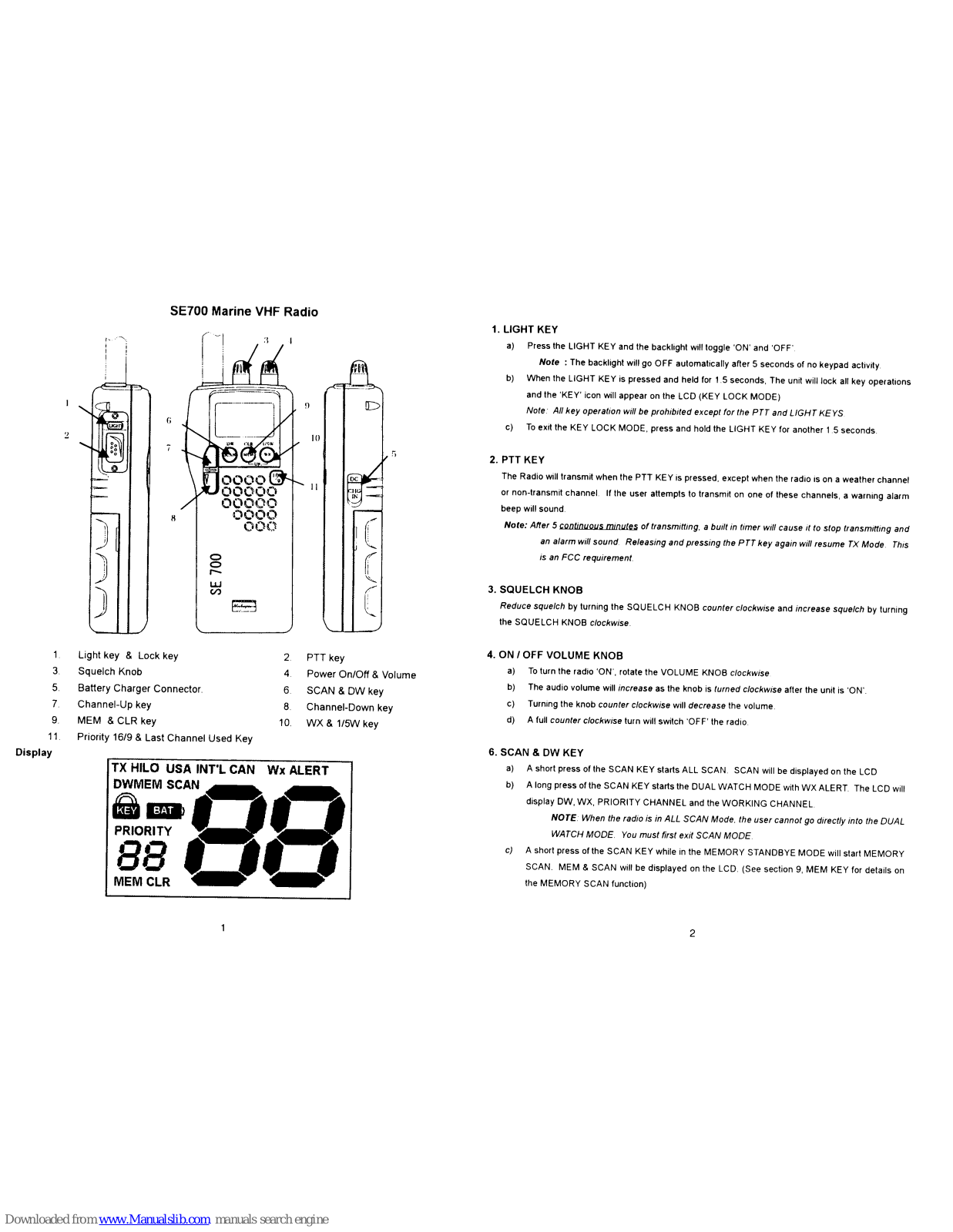 Shakespeare Electronic Model SE 700 User Manual