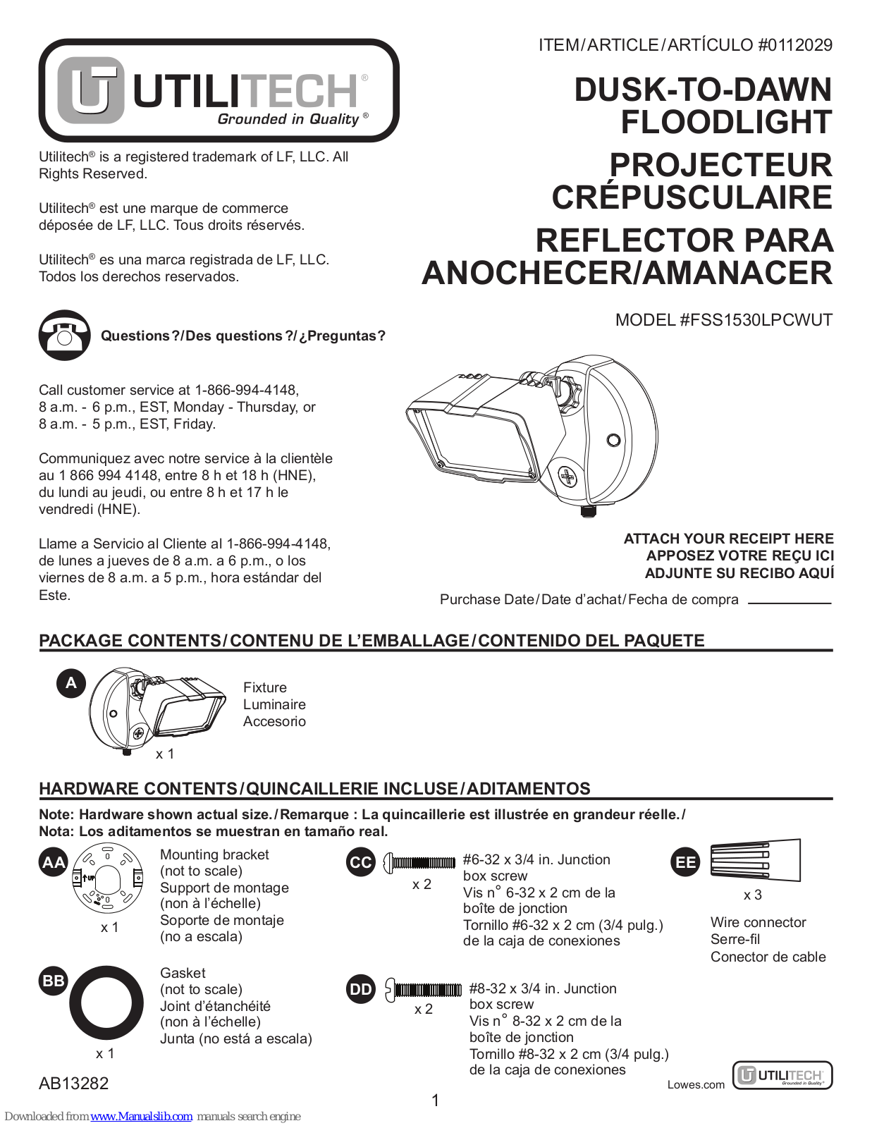 Utilitech FSS1530LPCWUT User Manual - ManualMachine.com