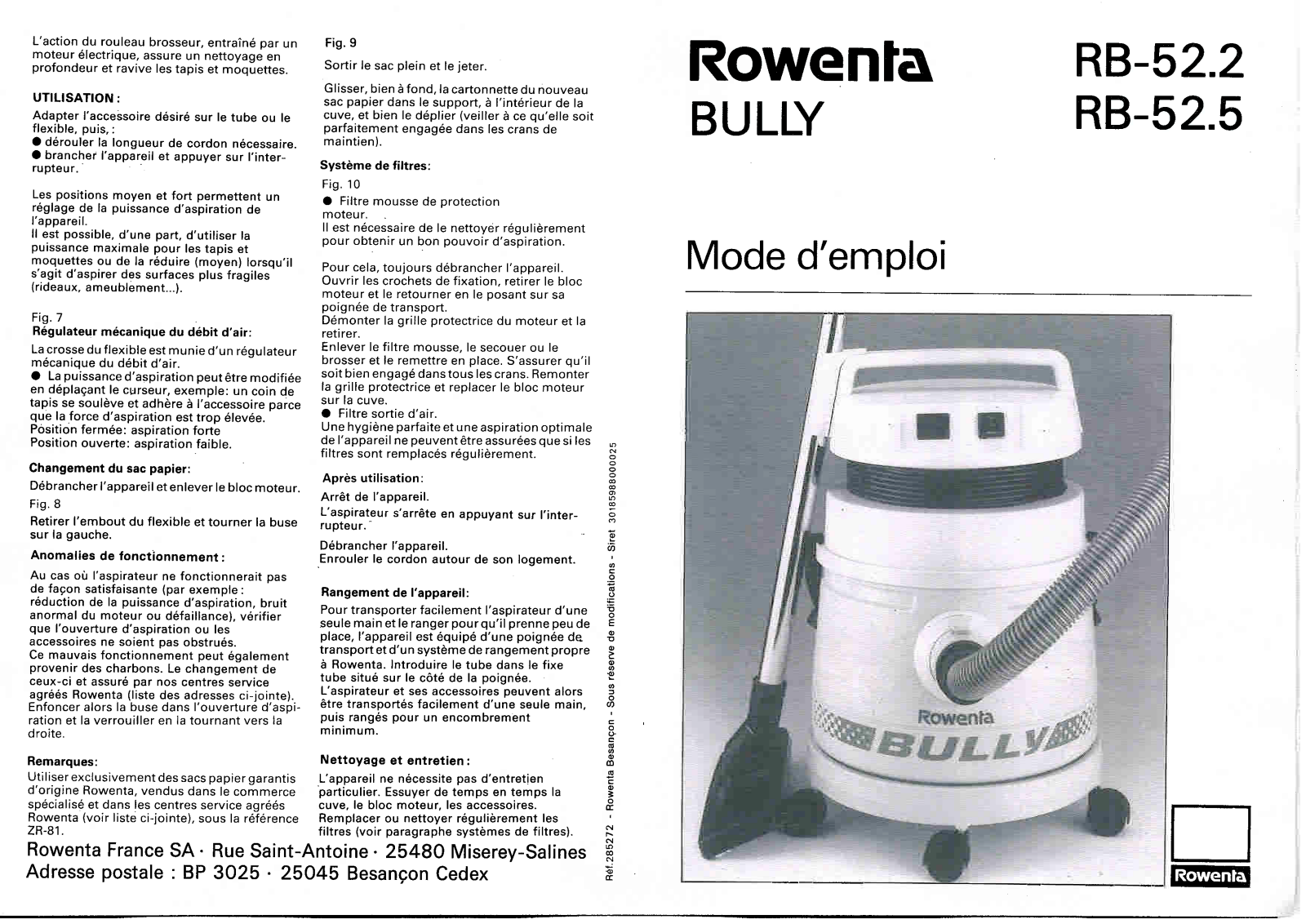 ROWENTA RB 52.2, RB 52.5 User Manual