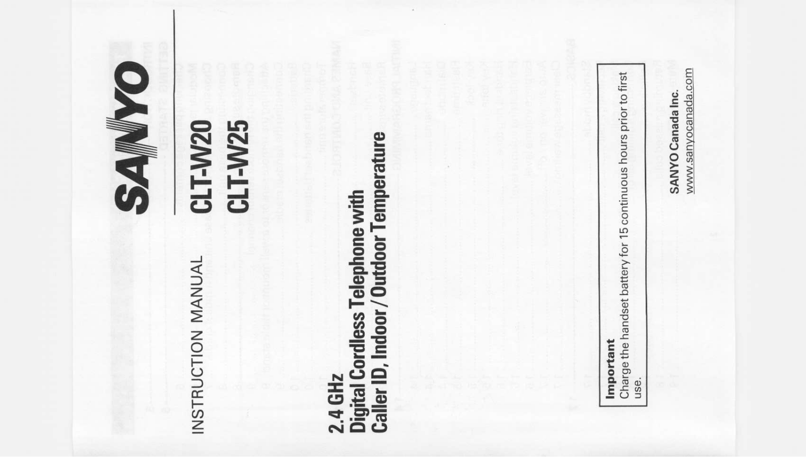 Sanyo CLT-W25, CLT-W20 Instruction Manual