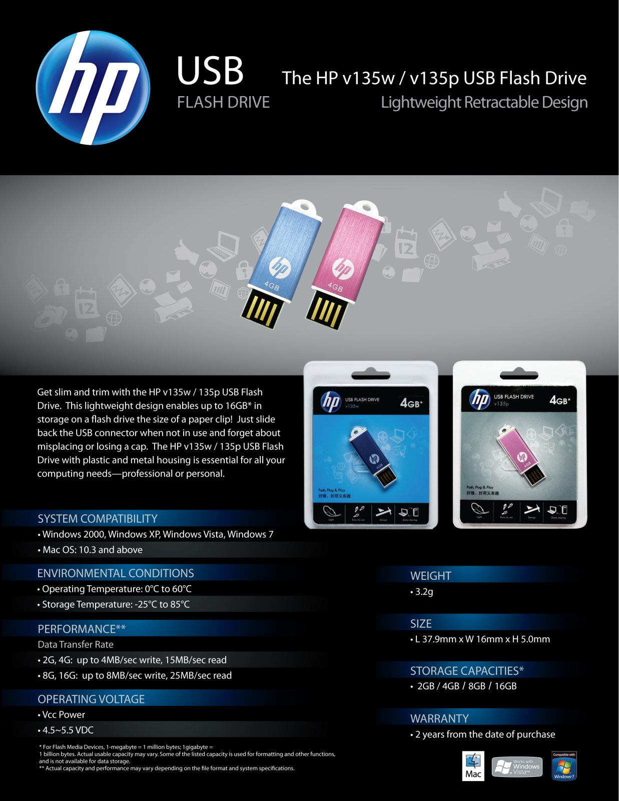 HP v135w, v135p Product Information