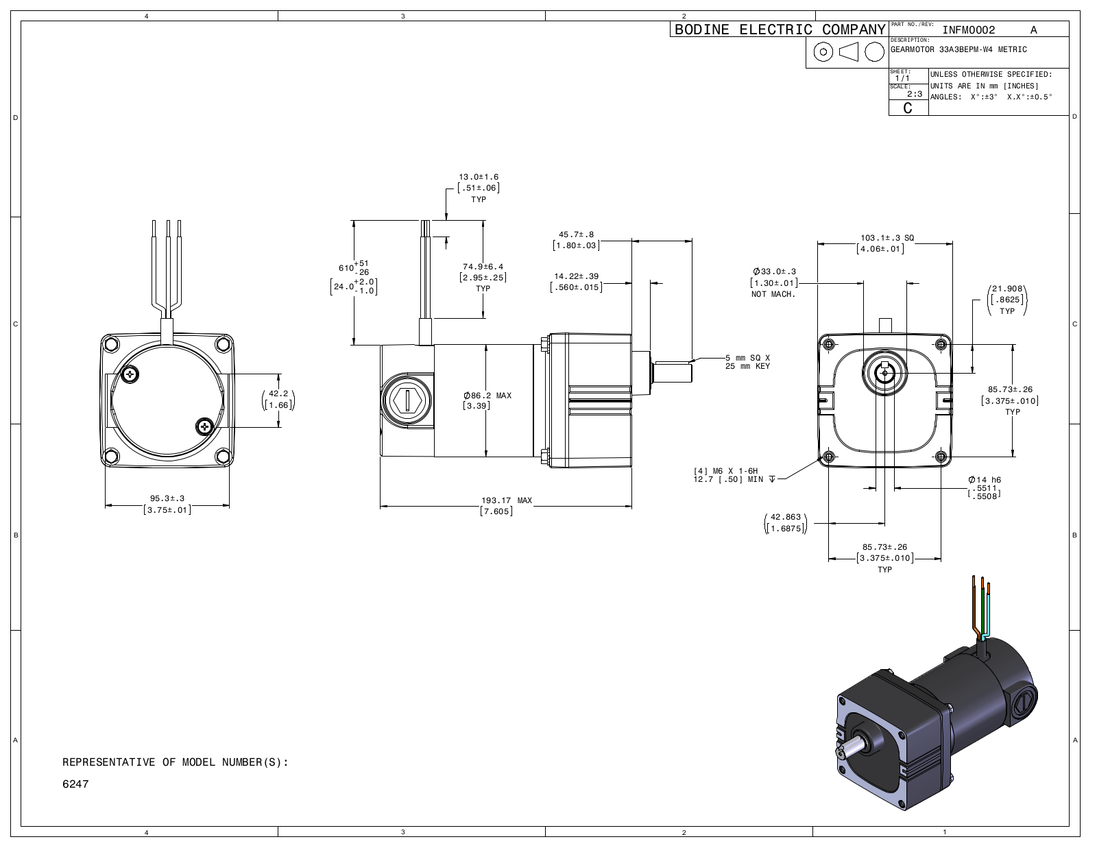 Bodine 6247 Reference Drawing