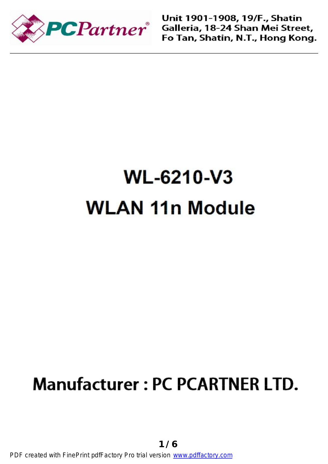 PC Partner PCPWL6210V3 IP User Manual