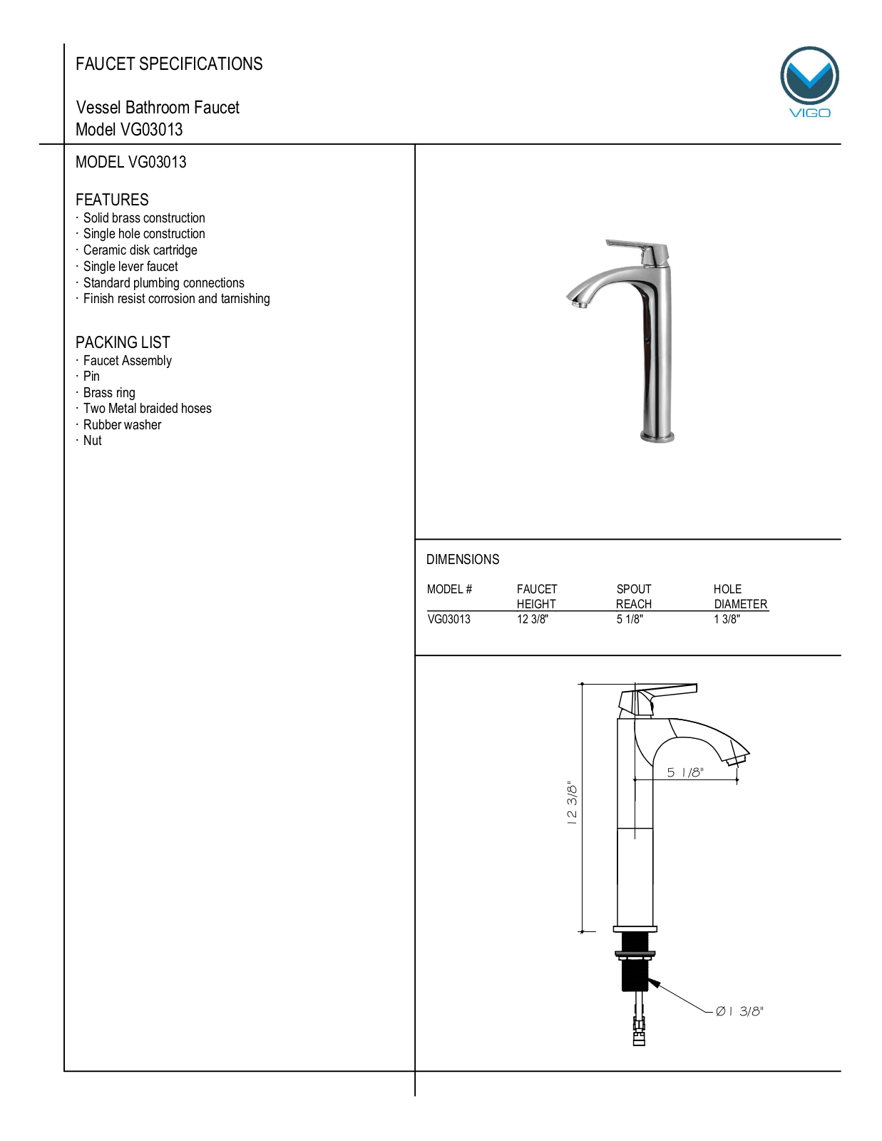 Vigo VG03013 User Manual