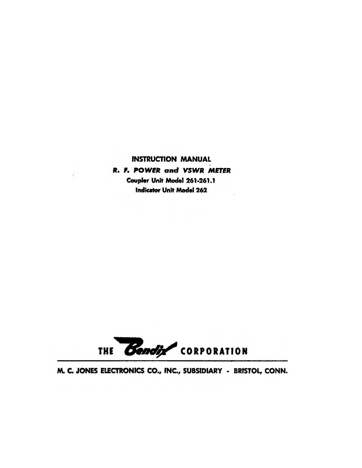 M.C. Jones Electronics 262, 261.1, 261 Service manual