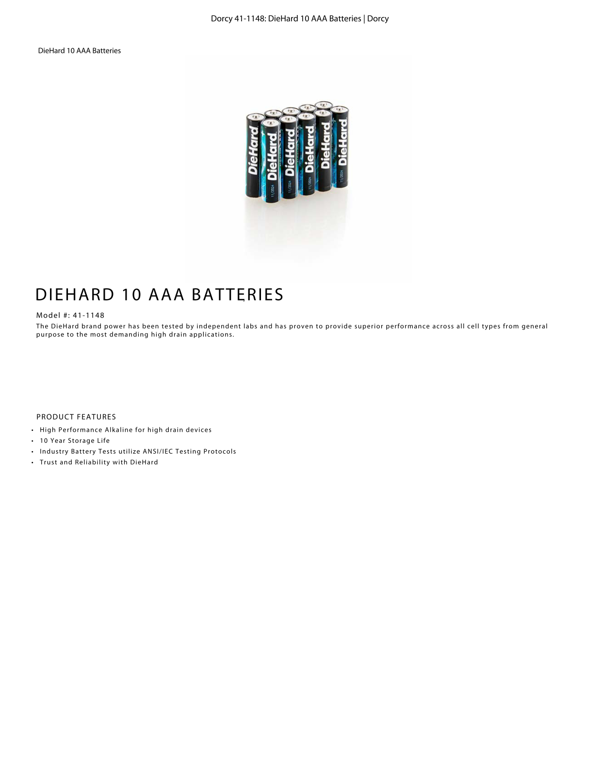 DieHard 41-1148 Data Sheet - ManualMachine.com