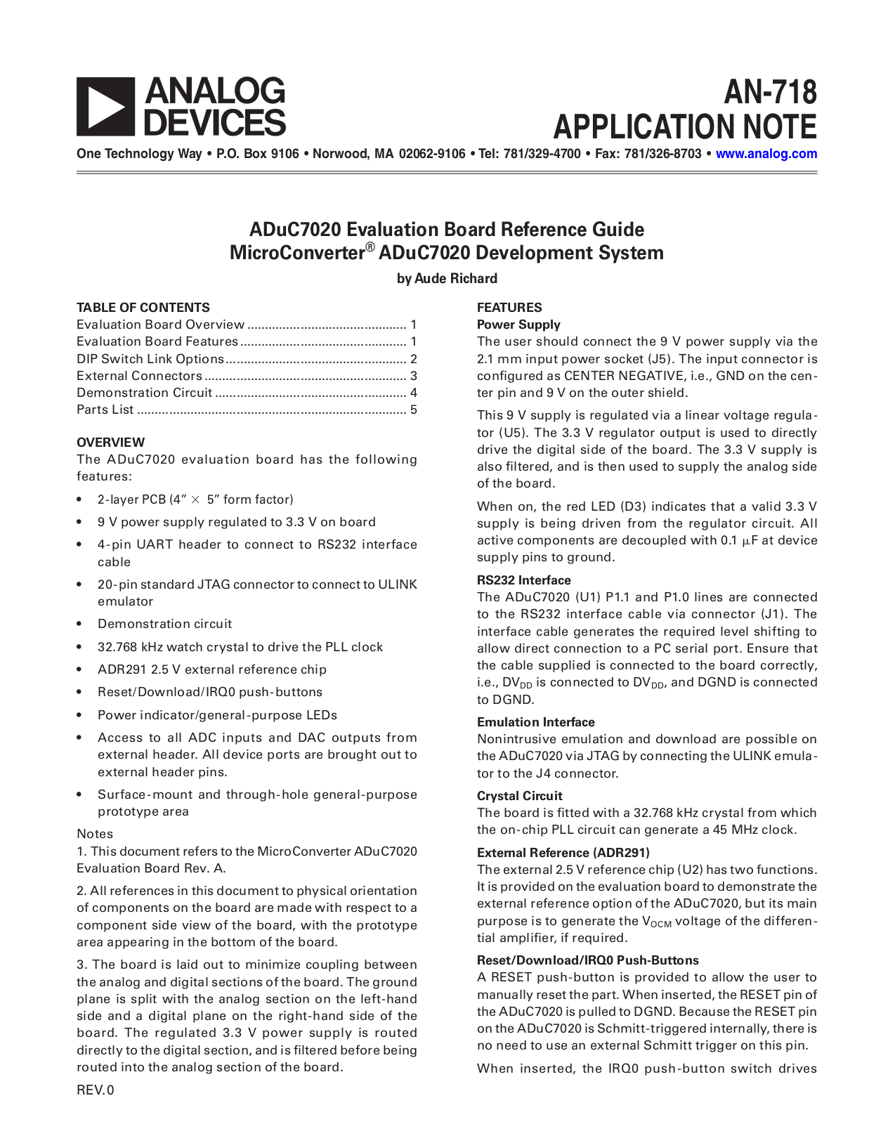 Analog Devices AN718 Application Notes