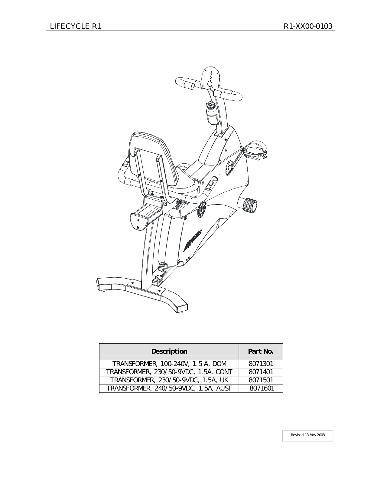 Life Fitness R1-XX00-0103 User Manual