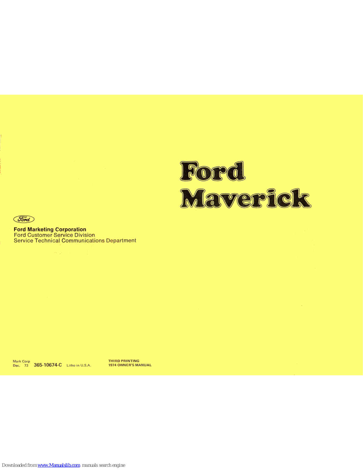 Ford 1974 Maverick Owner's Manual