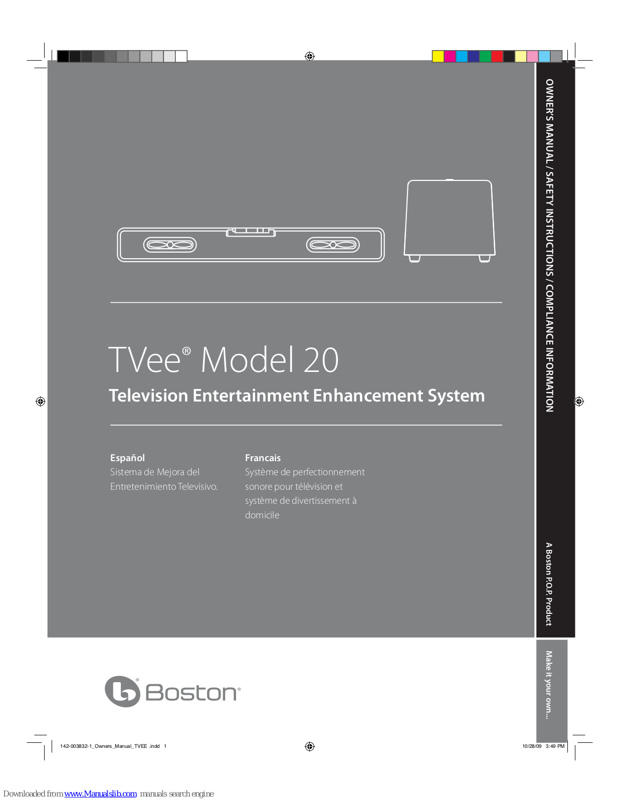 Boston TVee 20 Owner's Manual/safety Instructions/compliance Information