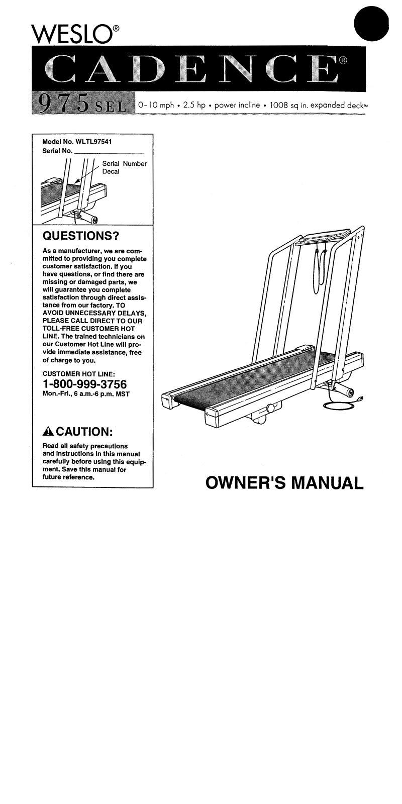 Weslo WLTL97541 Owner's Manual