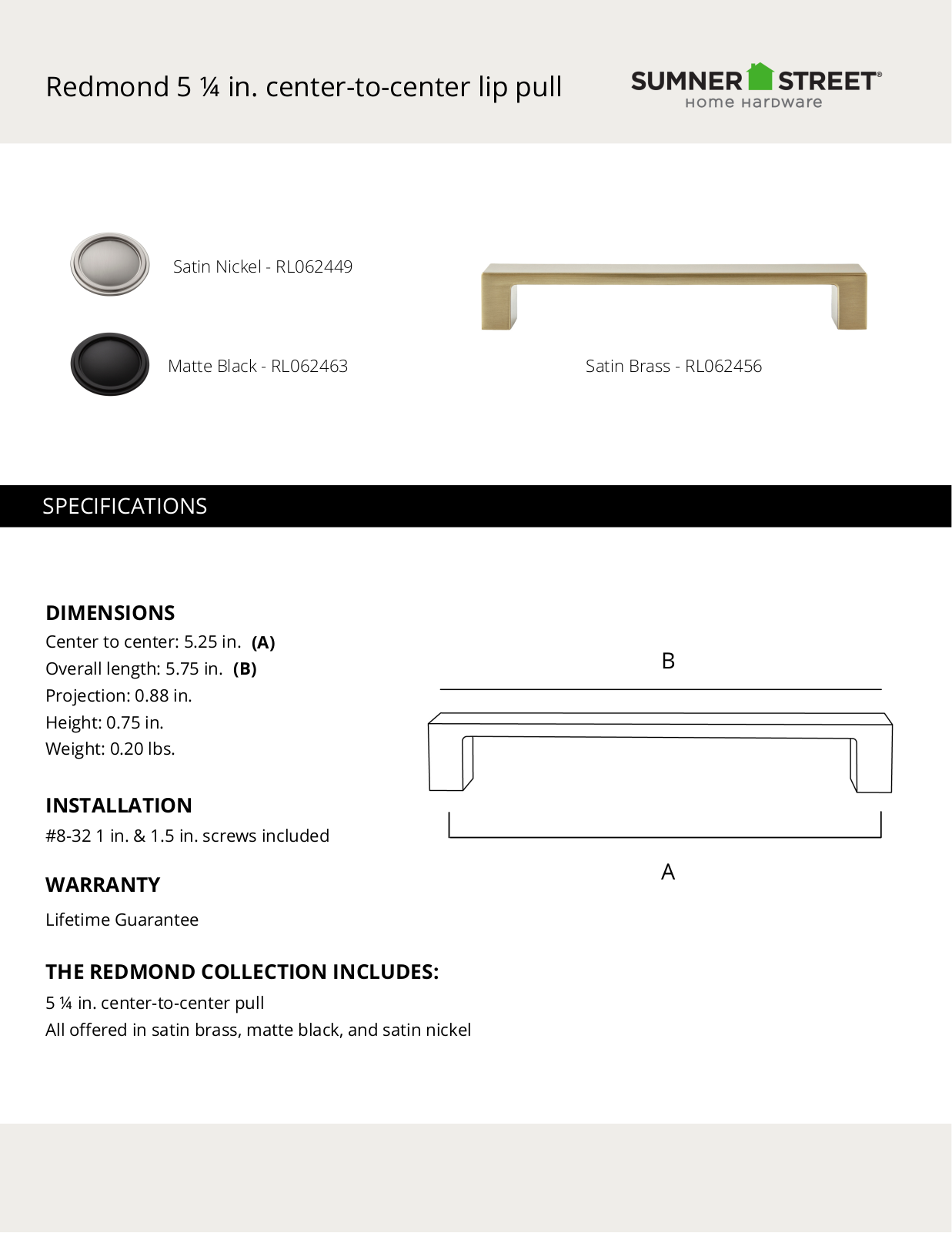 Sumner Street Home Hardware CTHD1167 Specifications - ManualMachine.com