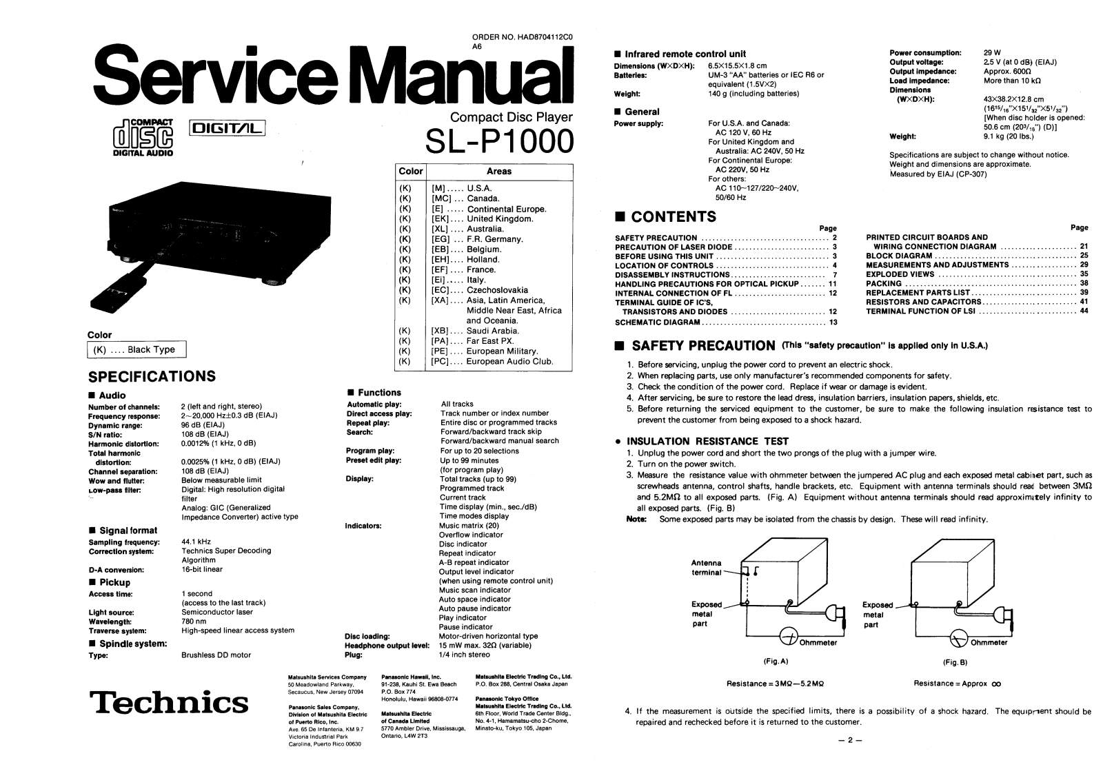 Technics SLP-1000 Service manual