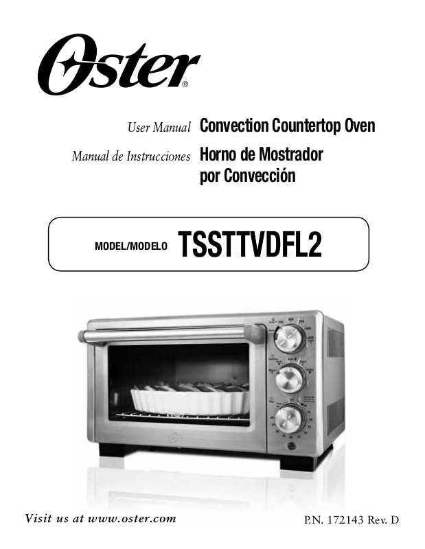 Oster Oster Convection Countertop Oven TSSTTVDFL2 User Manual   Cover Md 