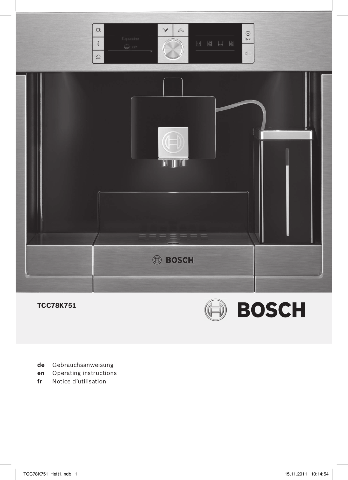 Bosch TCC78K751A Operating Instructions