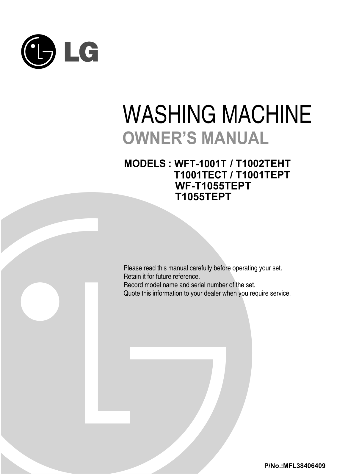 LG T1055TEPT Owner's Manual