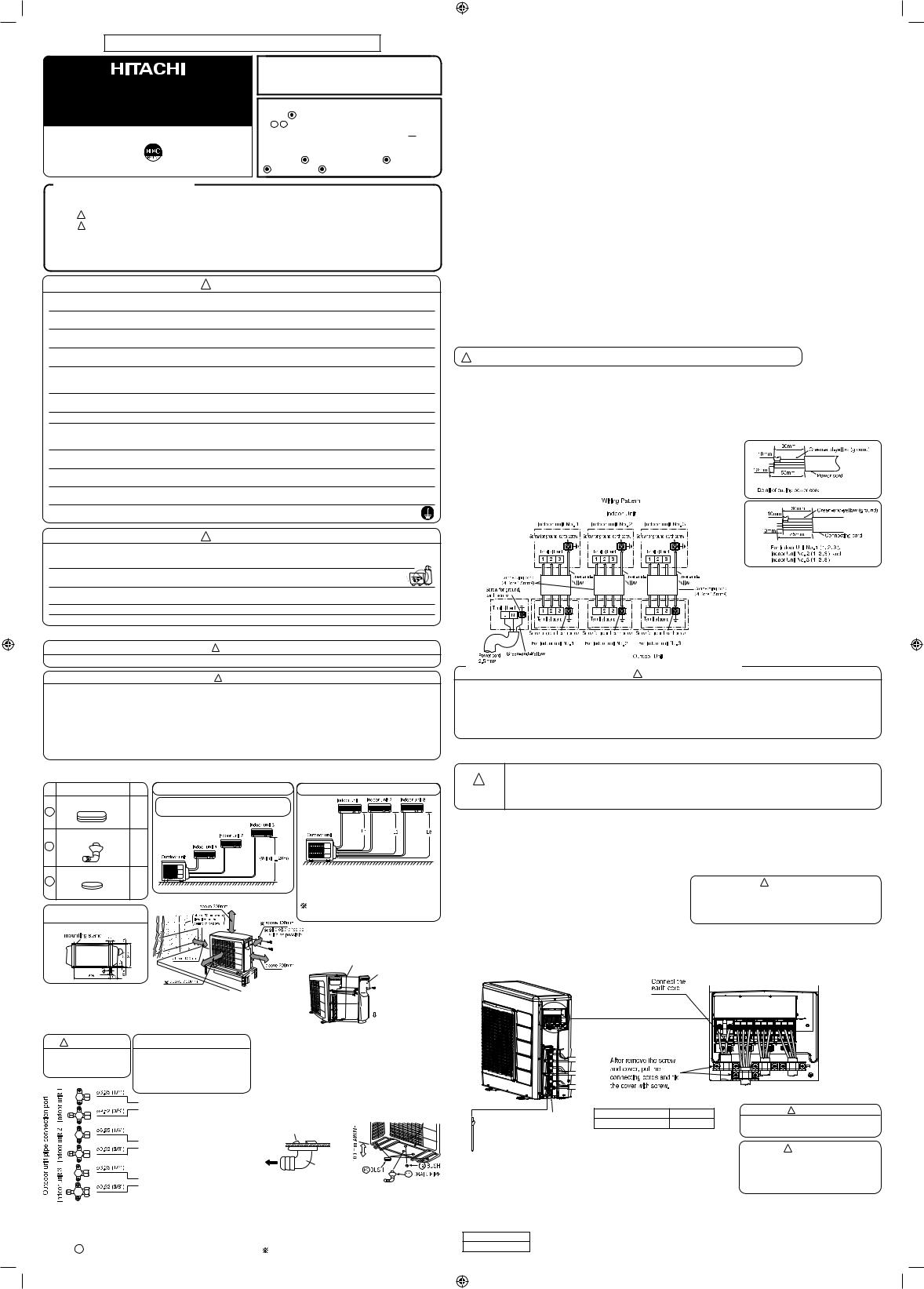 Hitachi RAM-53NP3B Installation manual