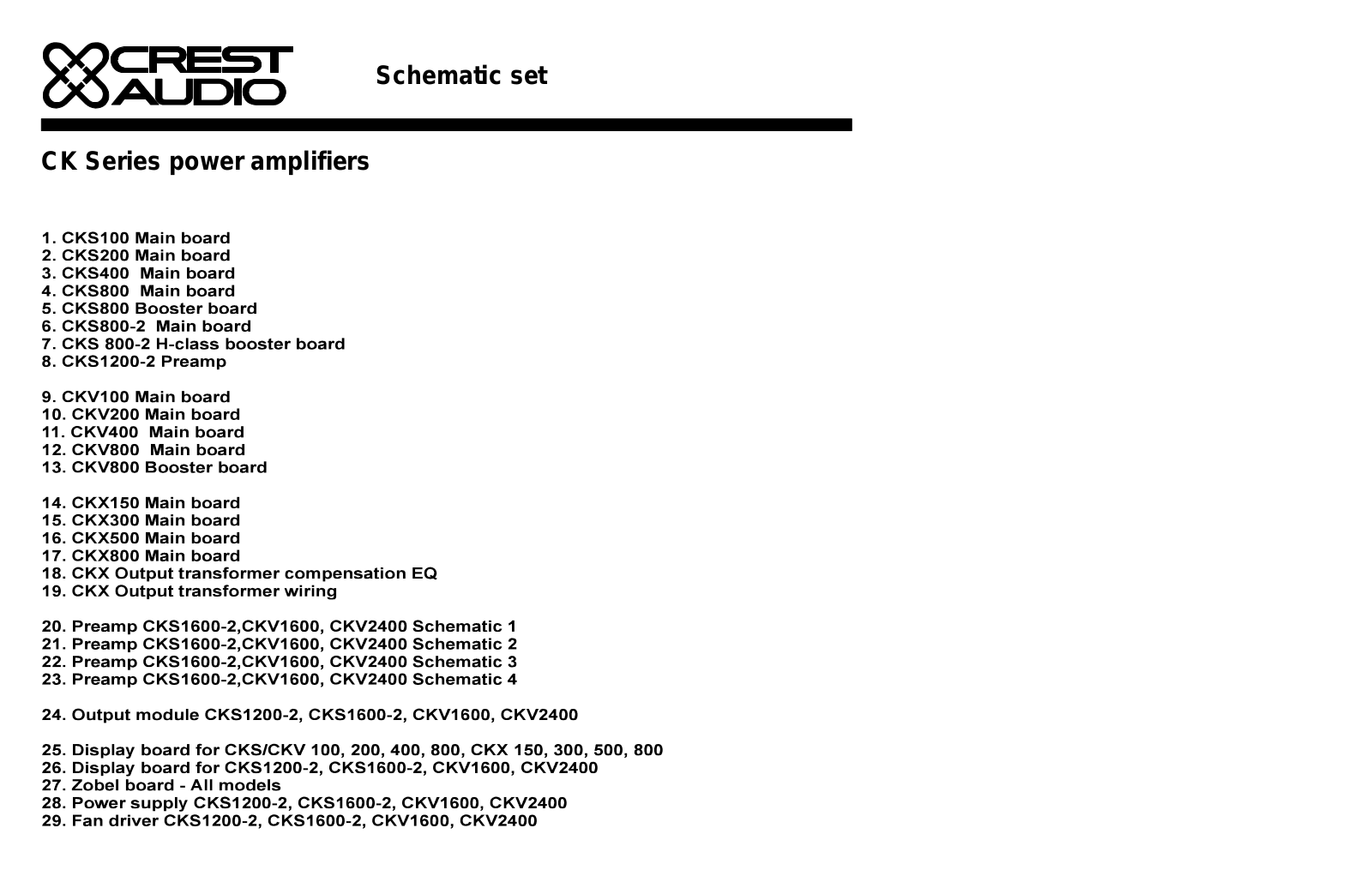 Crest Audio CKV-1600 Schematic