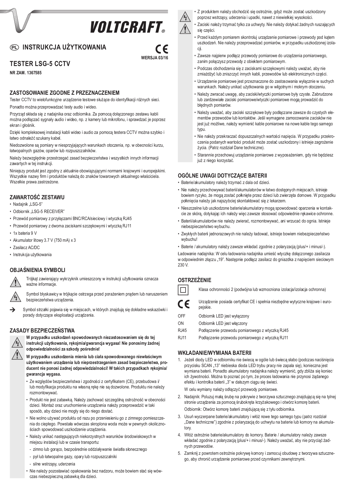 VOLTCRAFT LSG-5 Operation Manual