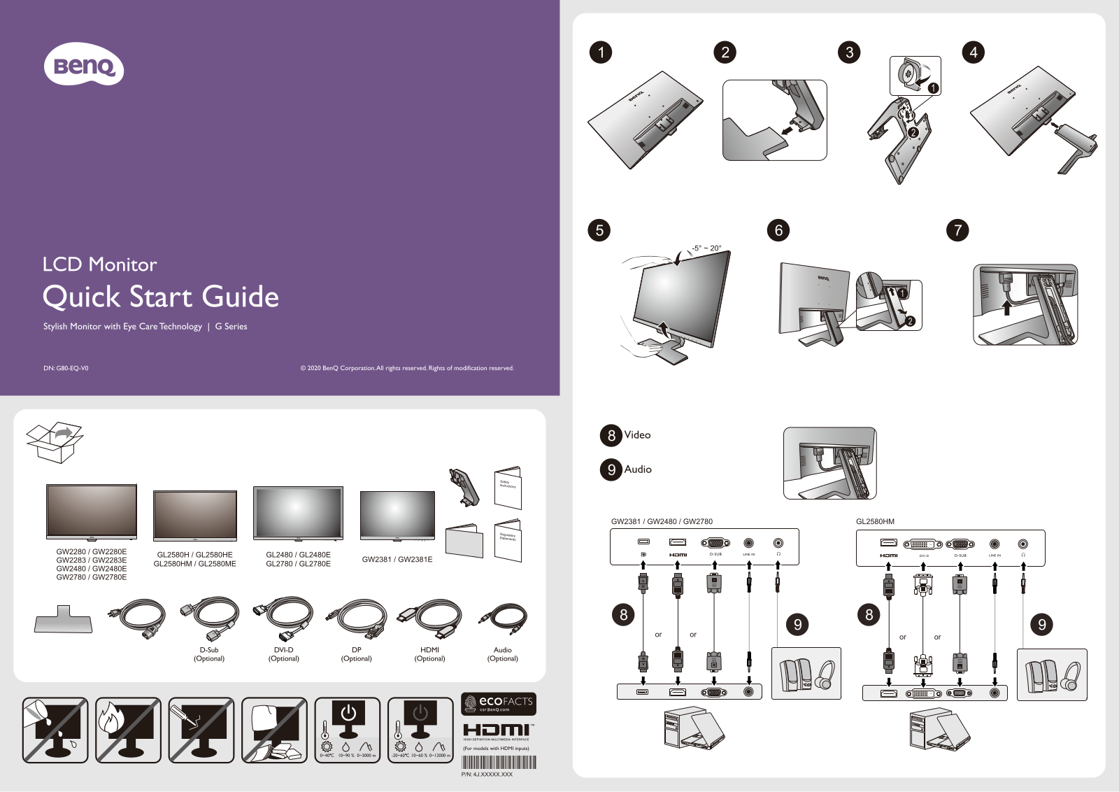 BenQ GW22 Quick Start Guide