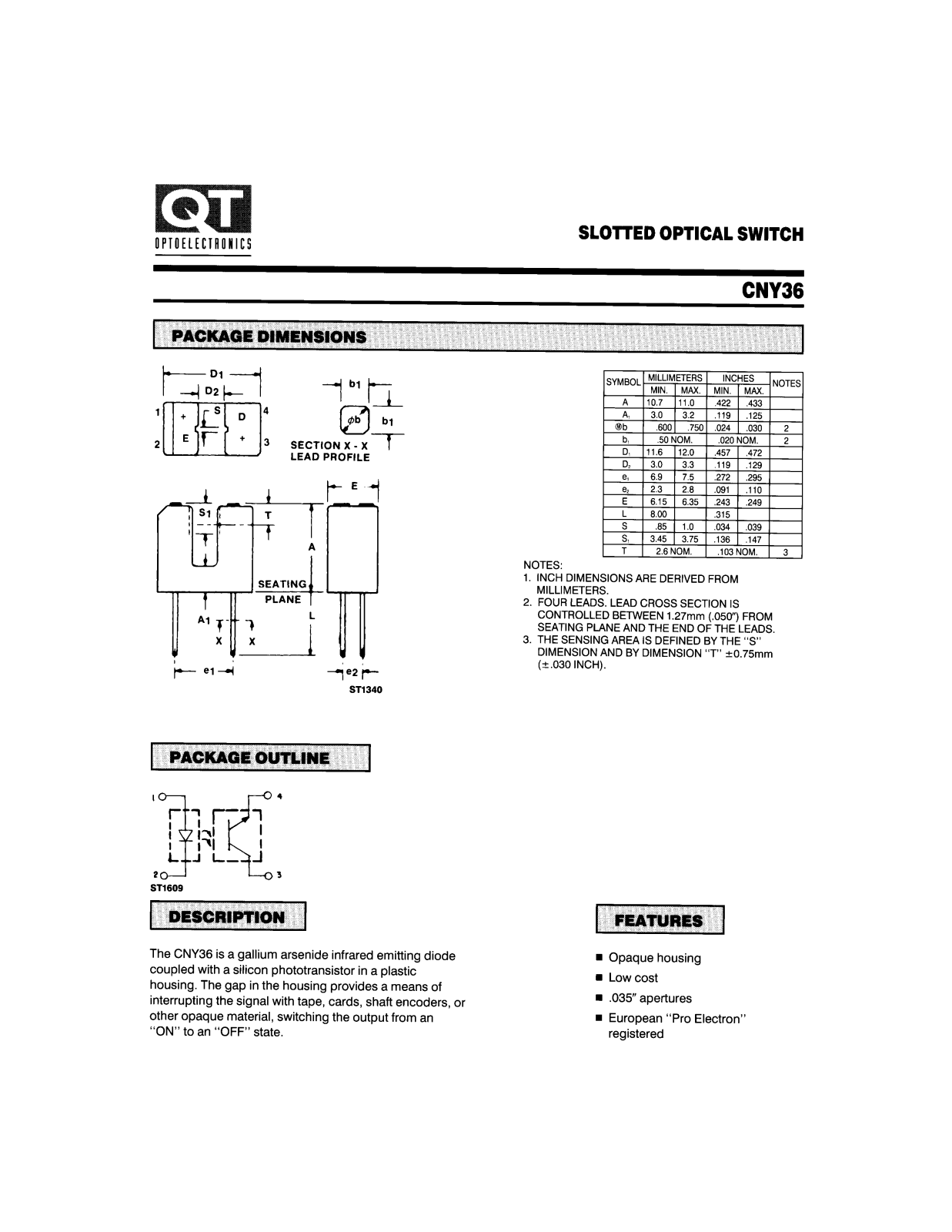 QT CNY36 Datasheet