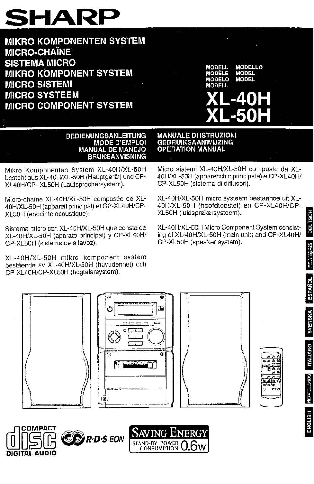 Sharp XL-40H, XL-50H User Manual