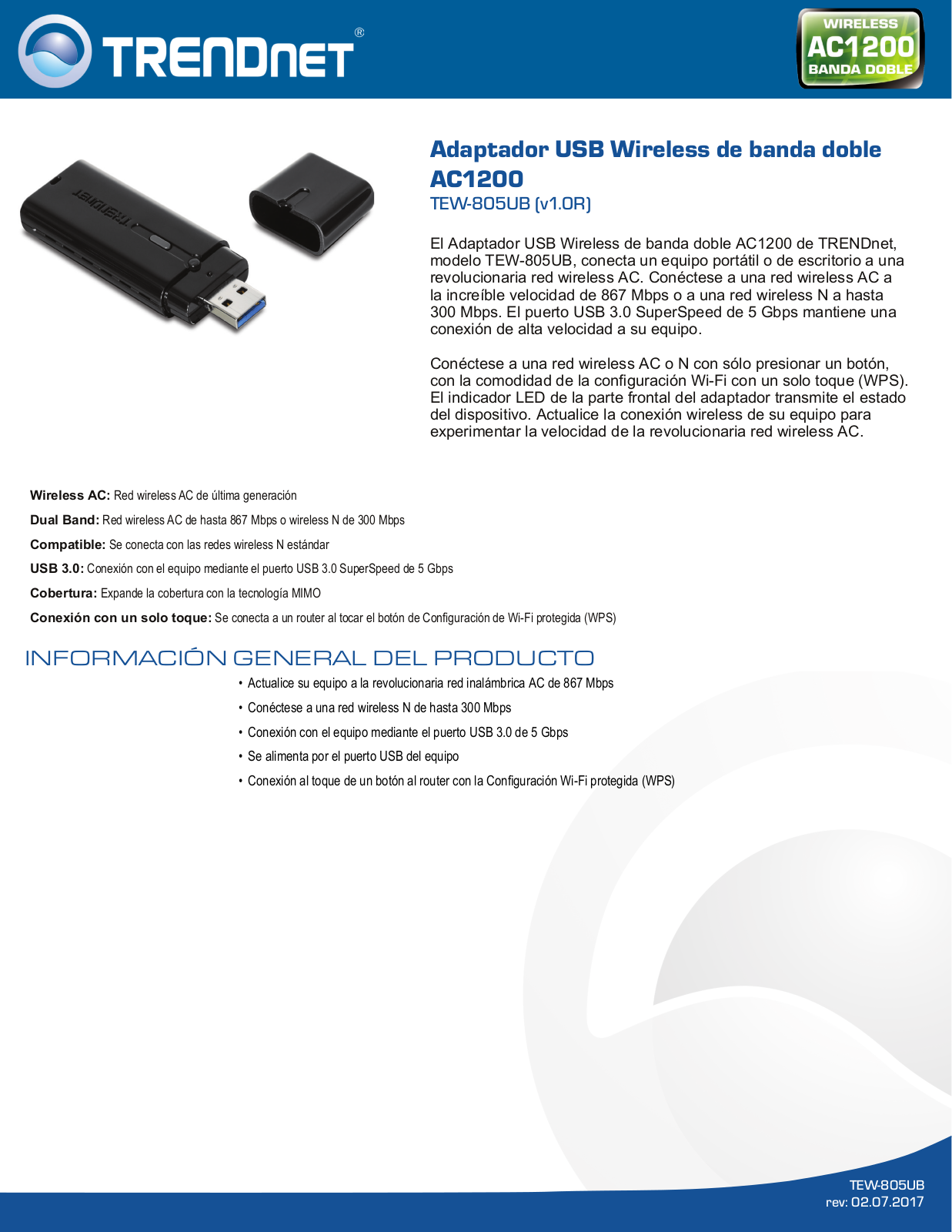 Trendnet TEW-805UB Datasheet