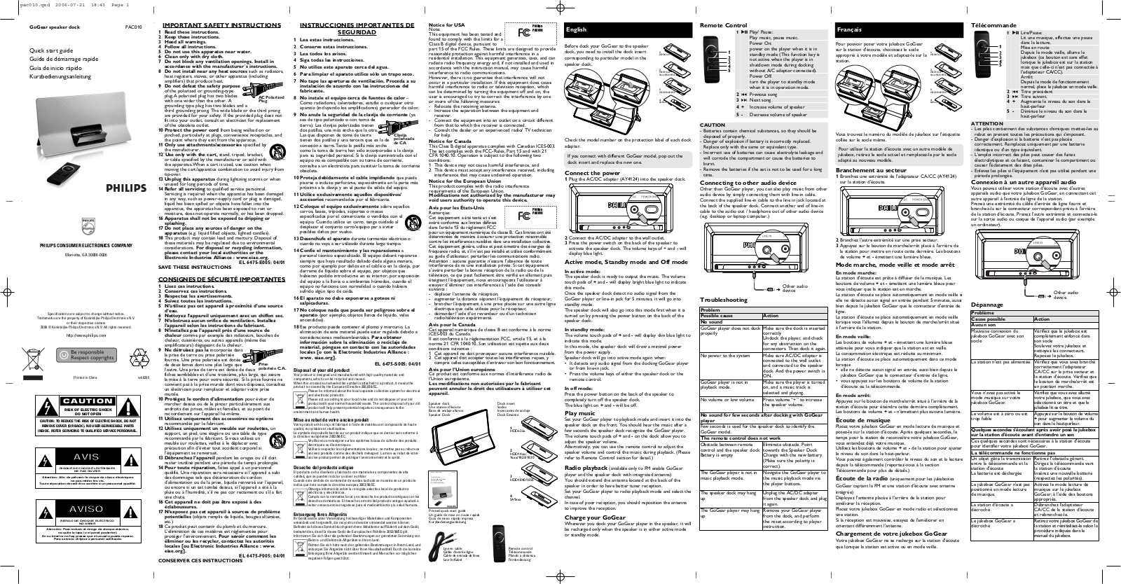 PHILIPS PAC010 User Manual