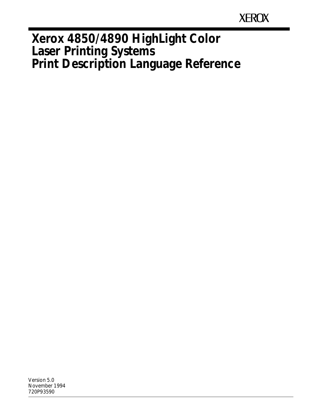 Xerox DOCUPRINT 4890, DOCUPRINT 4850 User Manual