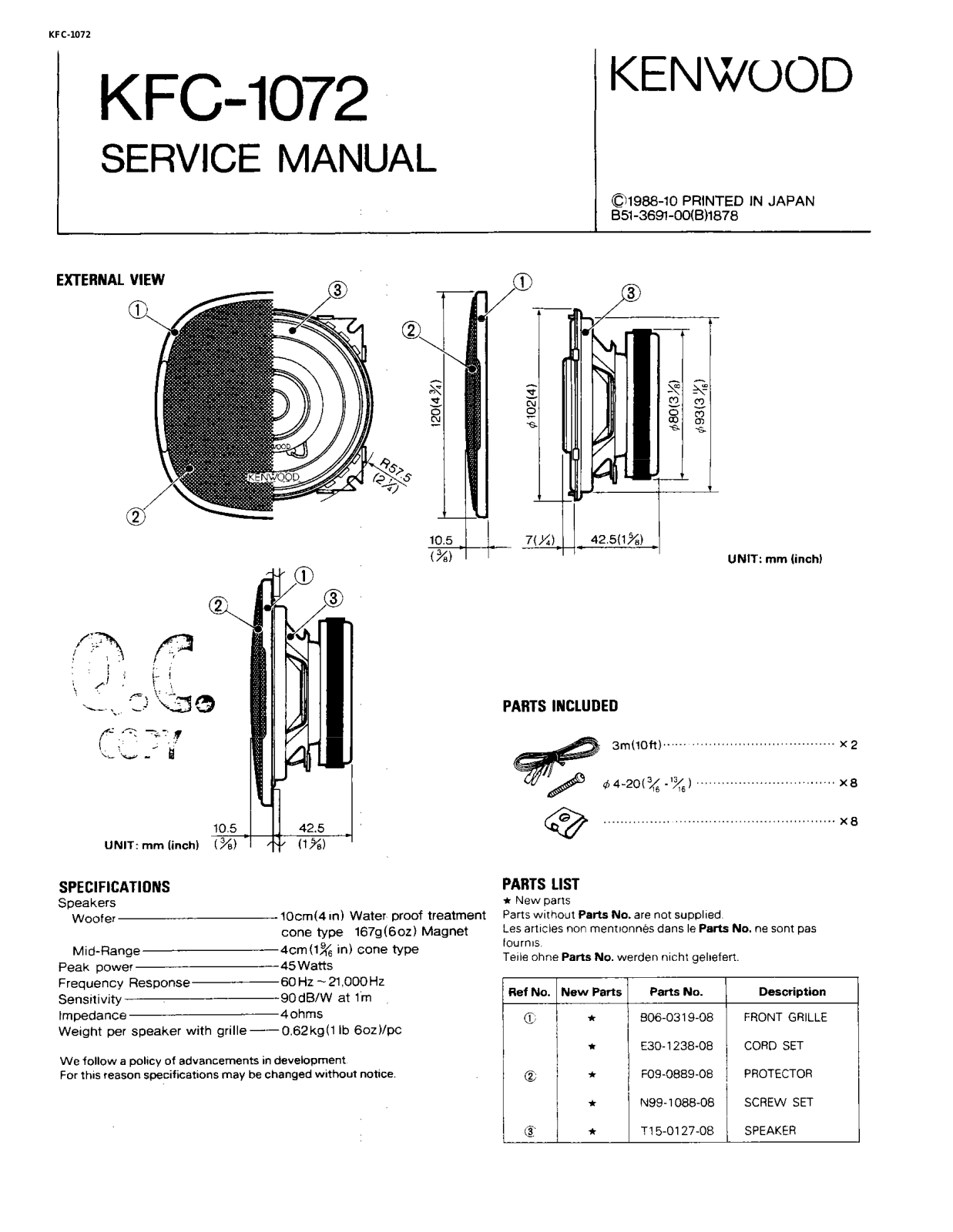 Kenmore KFC-1072 User Manual