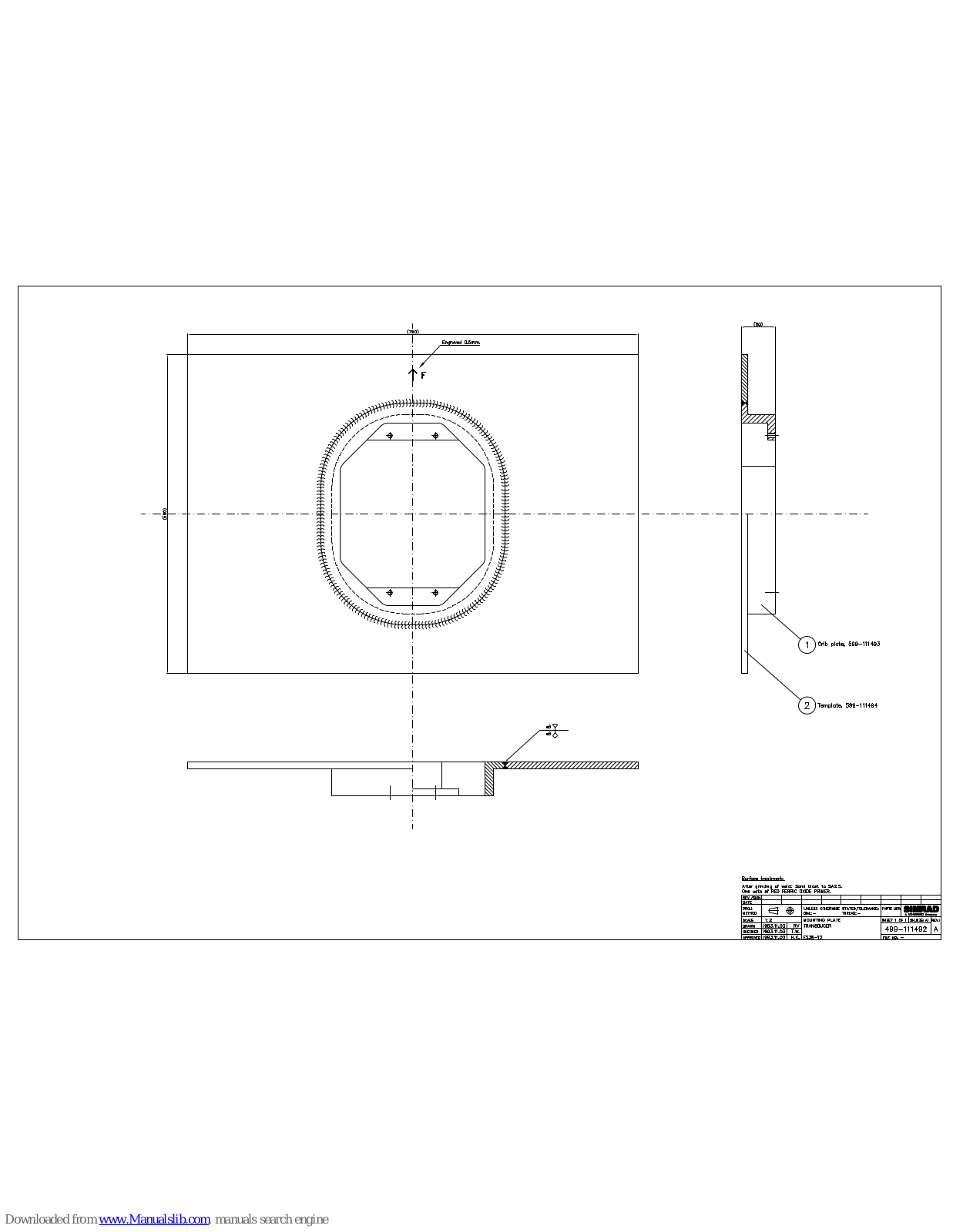 Simrad TRANSDUCER MOUNTING PLATE - SCHEMA REV A, ES38-12 User Manual