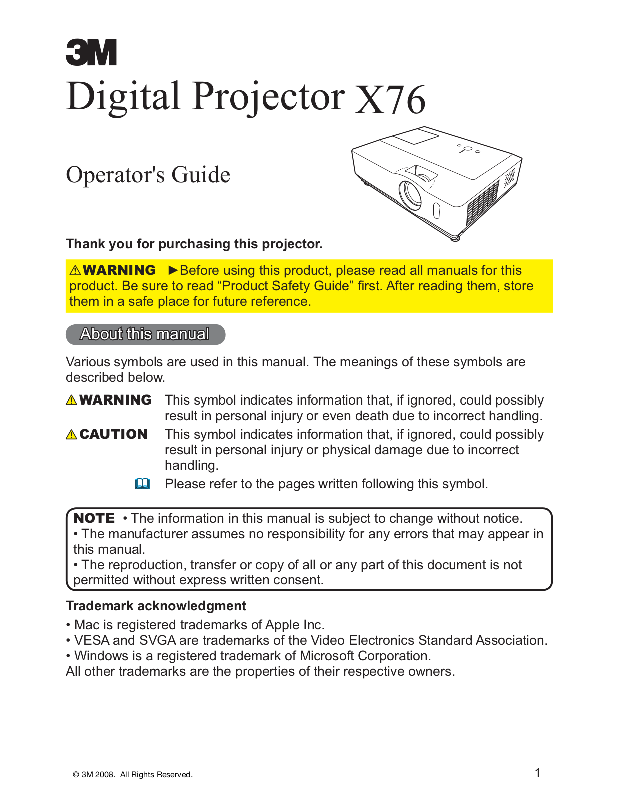 3M X76 Operator Guide