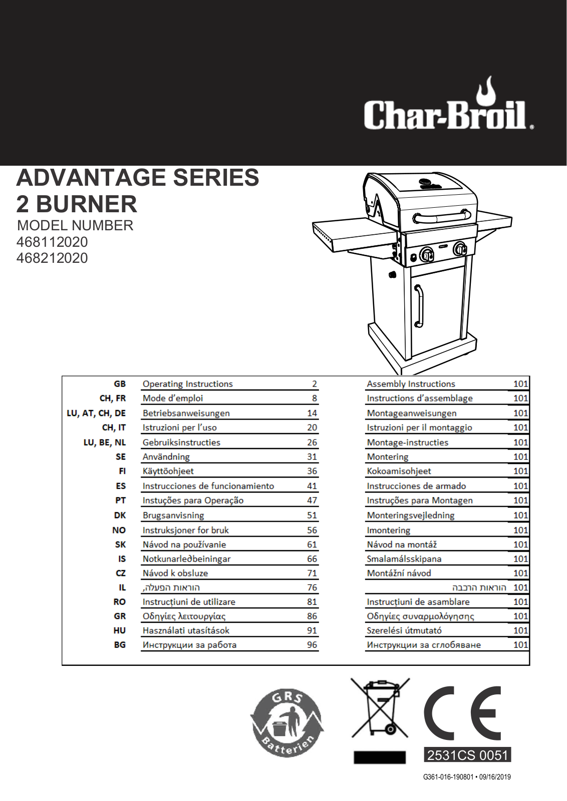 Char-Broil 468112020, 468212020 operation manual