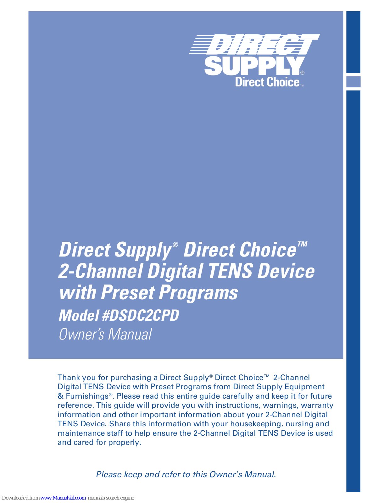 Direct Supply Direct Choice DSDC2CPD Owner's Manual