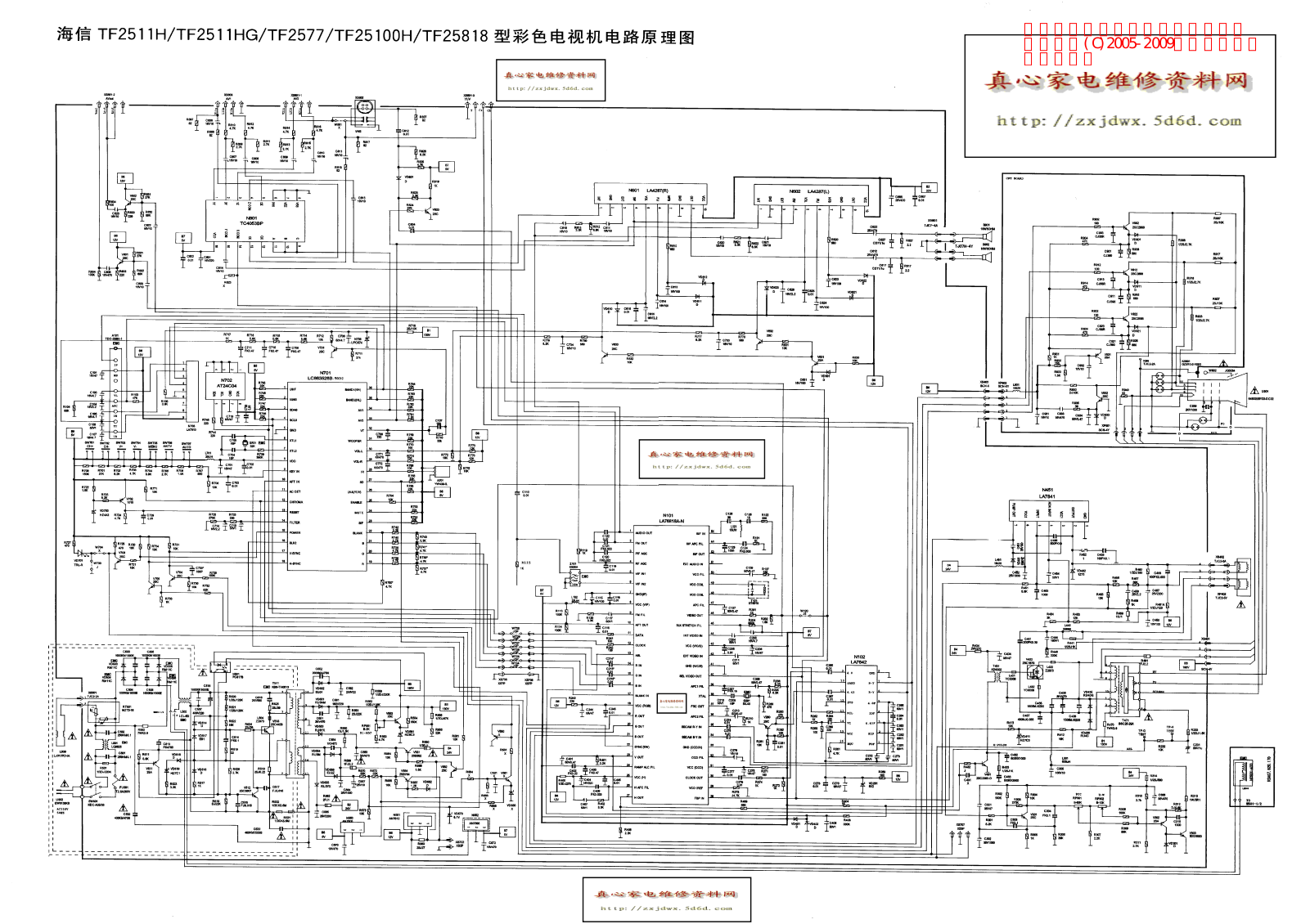 Hisense TF2511H, TF2511HG, TF2577, TF25100H, TF25818 Schematic