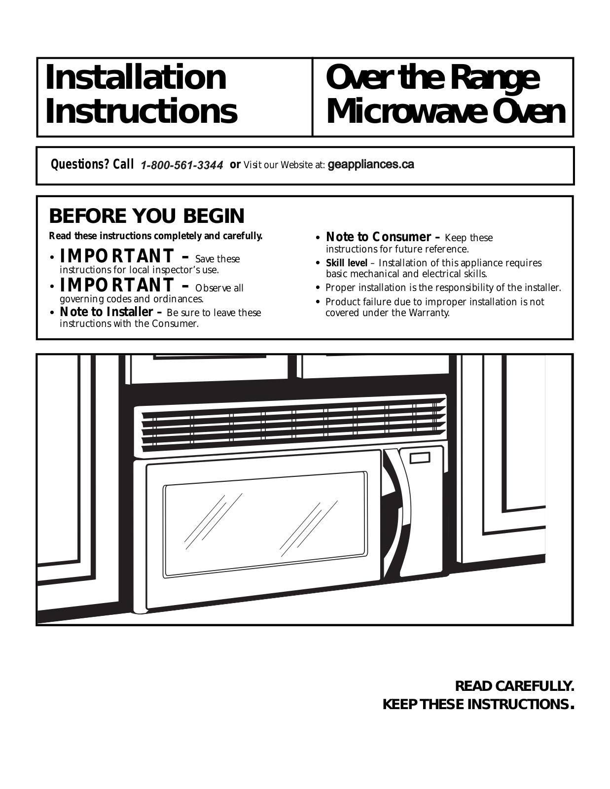 GE APPLIANCES JVM1620WTC, JVM1625STC, JVM1635STC Installation guide - ManualMachine.com