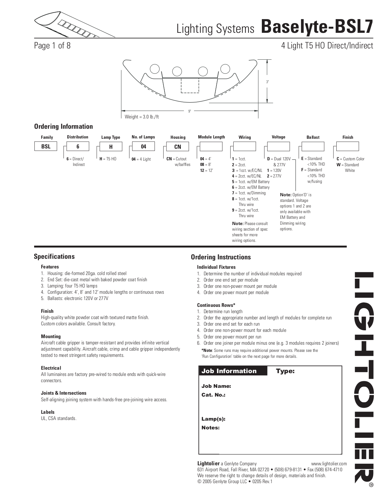 Lightolier BSL7 User Manual