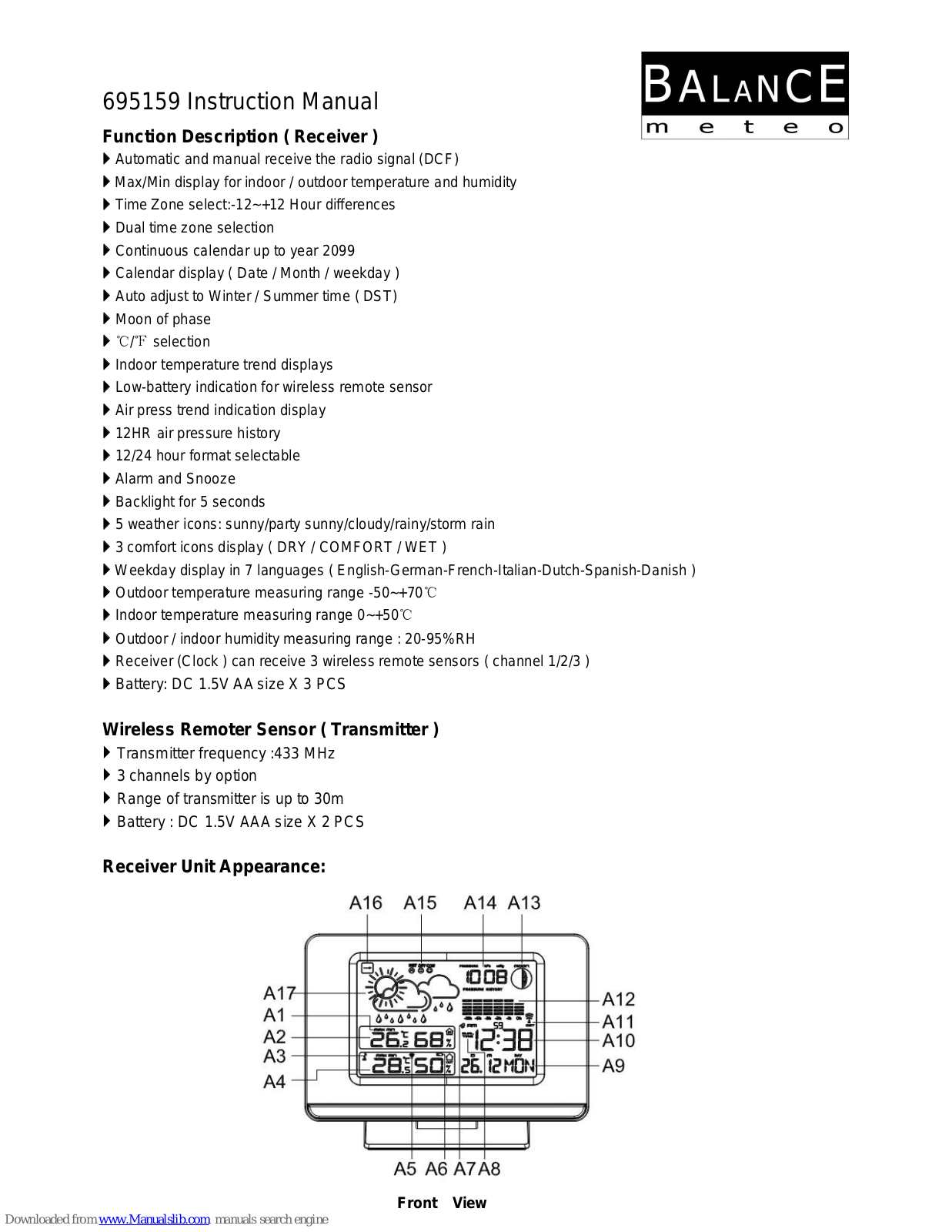 Balance 695159 Instruction Manual