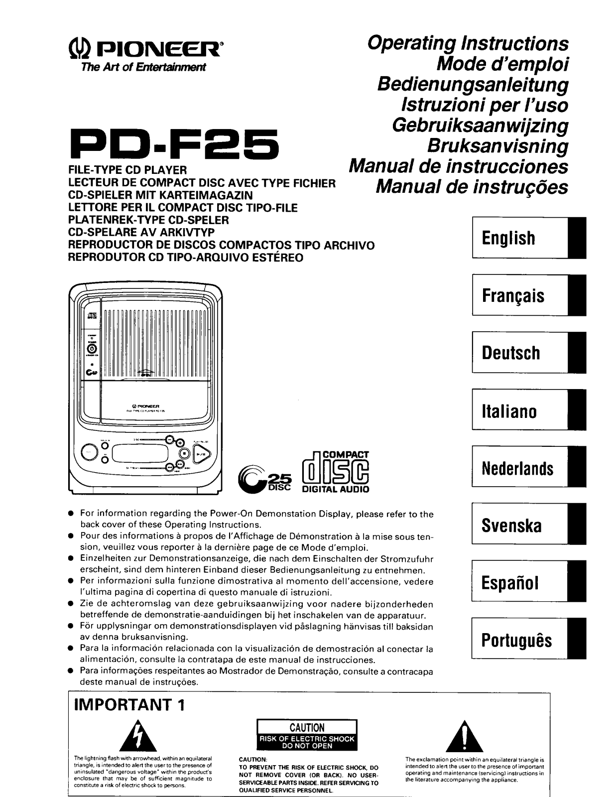 Pioneer PD-F25 Manual