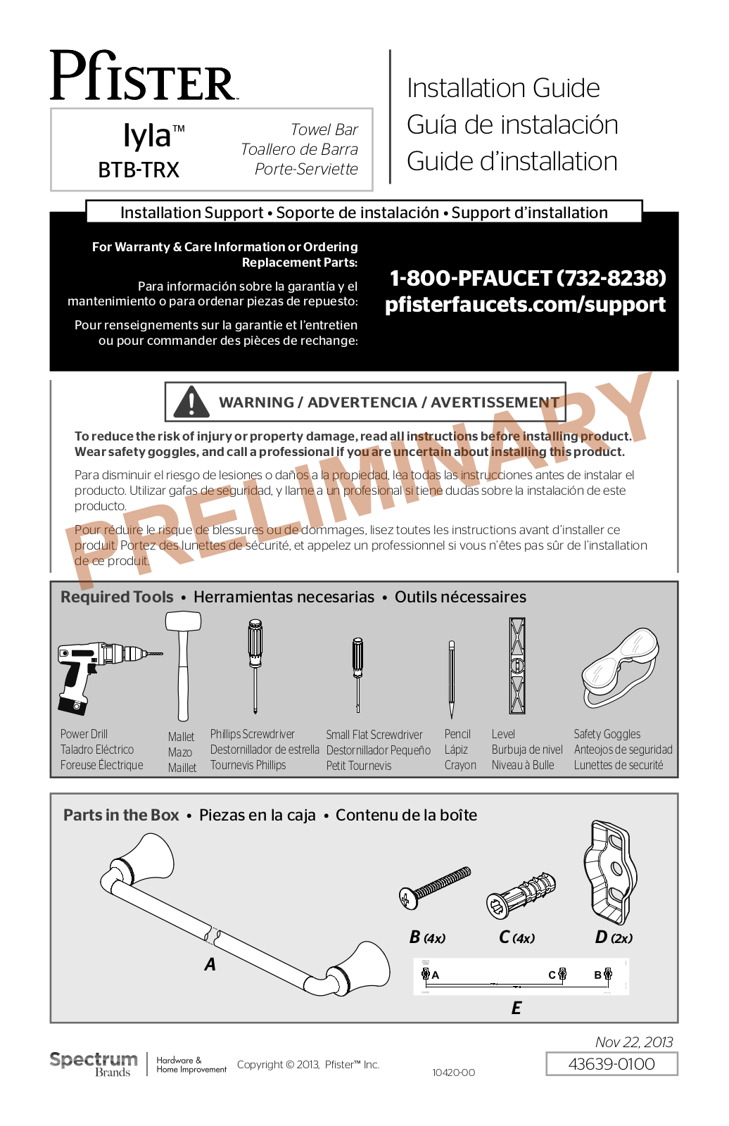 Pfister BTB-TR2K User Manual